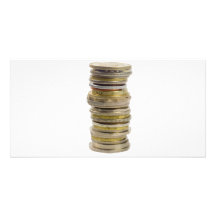 Stack of coins customized photo card