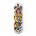 Stacked multi coloured frogs Skateboard