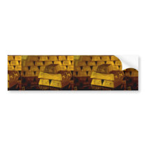 Stacks of gold bars bumper stickers