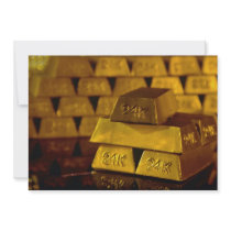 Stacks of gold bars personalized invitations