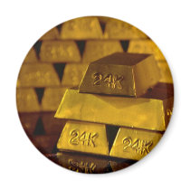 Stacks of gold bars refrigerator magnet