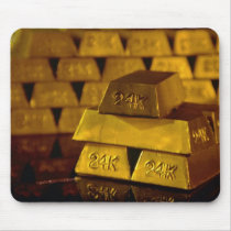 Stacks of gold bars mouse pads