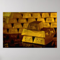 Stacks of gold bars print