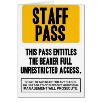 Staff Pass cards