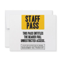 Staff Pass invitations