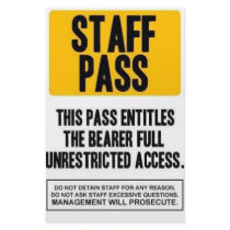 Staff Pass stationery
