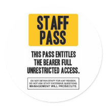 Staff Pass stickers