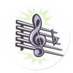 staff treble cleft music note design stickers
