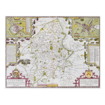 Stafford County and Town, engraved by Jodocus Post Cards