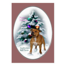 Staffordshire Bull Terrier Christmas Gifts Business Card Template
