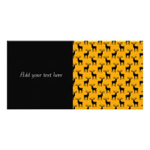 Stag Deer Pattern on Bright Yellow Custom Photo Card