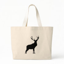 Stag silhouette with big antlers canvas bag