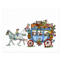 Stage Coach with Kids Postcard