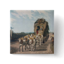 Stage Waggon, engraved by J. Baily Pinback Buttons