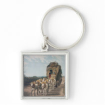 Stage Waggon, engraved by J. Baily Keychain