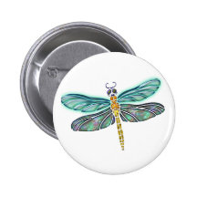 Stained Glass & Abalone Shell Dragonfly Button