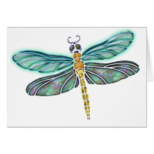 Stained Glass & Abalone Shell Dragonfly Cards