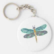 Stained Glass & Abalone Shell Dragonfly Keychains
