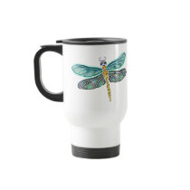 Stained Glass & Abalone Shell Dragonfly Coffee Mug