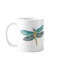 Stained Glass & Abalone Shell Dragonfly Mugs