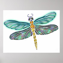 Stained Glass & Abalone Shell Dragonfly