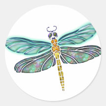 Stained Glass & Abalone Shell Dragonfly Stickers