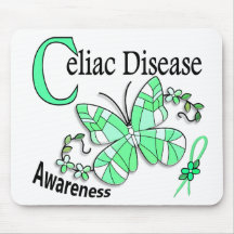 Stained Glass Butterfly 2 Celiac Disease Mouse Pads