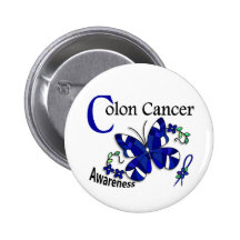 Stained Glass Butterfly 2 Colon Cancer Buttons