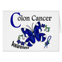 Stained Glass Butterfly 2 Colon Cancer Cards