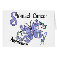 Stained Glass Butterfly 2 Stomach Cancer Greeting Cards