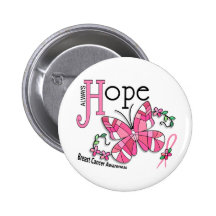 Stained Glass Butterfly Breast Cancer Buttons