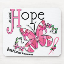 Stained Glass Butterfly Breast Cancer Mouse Mat