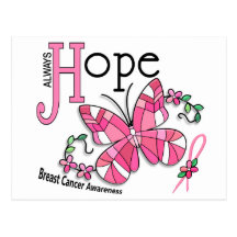Stained Glass Butterfly Breast Cancer Postcard
