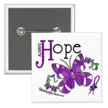 Stained Glass Butterfly Fibromyalgia Buttons