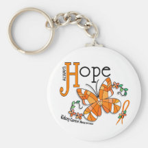 Stained Glass Butterfly Kidney Cancer Key Chains