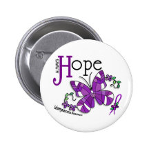 Stained Glass Butterfly Leiomyosarcoma Pinback Button