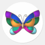 Stained Glass Butterfly Round Sticker