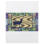 Stained glass deer-in-walnut-on-oak-background flyers