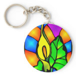 Stained Glass Flower Art  #550 Key Chain