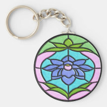 STAINED GLASS FLOWER by SHARON SHARPE Keychains