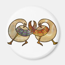 stained glass interlaced swans fridge magnet