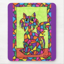 Stained Glass Kitty Mousemats