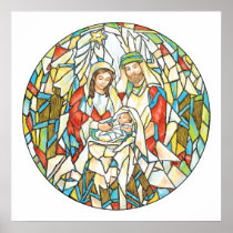 Stained Glass Nativity Painting Poster