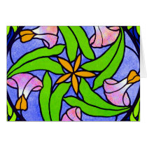STAINED GLASS NOTE CARD MORNING GLORIES BY ARA