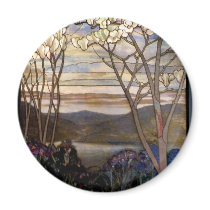 Stained glass scenery fridge magnet