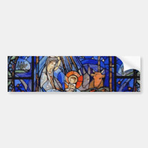 Stained Glass Style Nativity Bumper Sticker