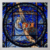 Stained Glass Style Nativity Poster