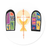 Stained Glass Windows with Chalice and Cross stickers
