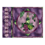 Stained Glass Wine Love Post Card