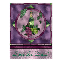 Stained Glass Wine Love Postcard